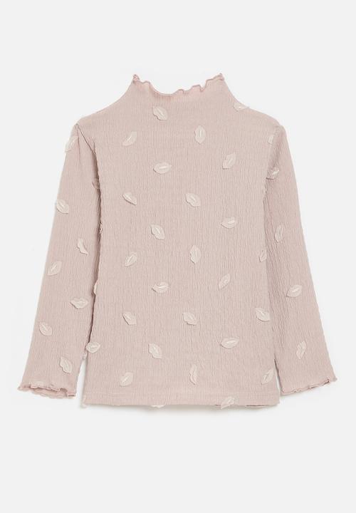 Pop Candy - Leaf applique textured top - pink