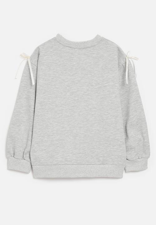 Pop Candy - Bow applique sweat top - grey