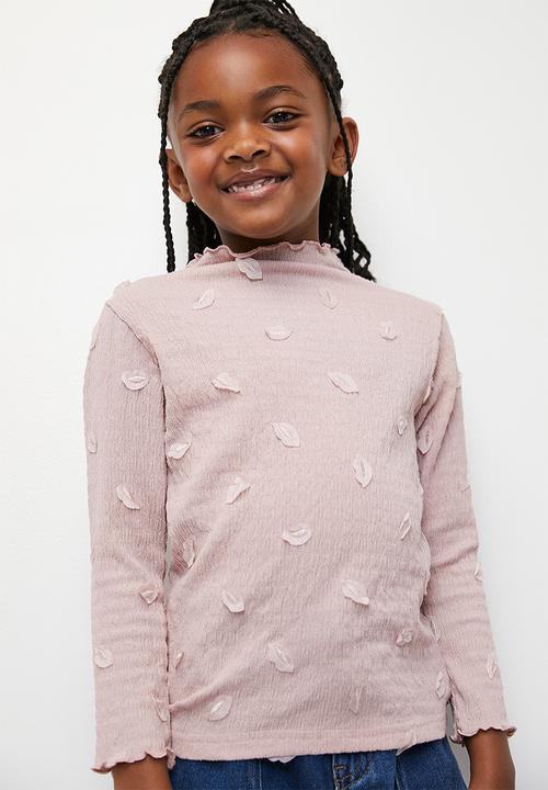 Pop Candy - Leaf applique textured top - pink