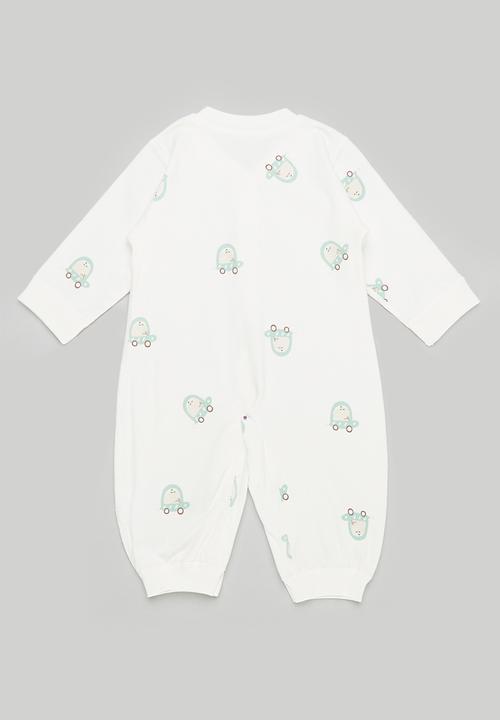 Pop Candy - Printed button up romper - white