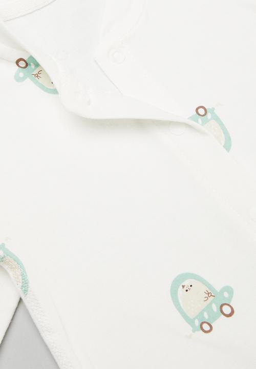 Pop Candy - Printed button up romper - white