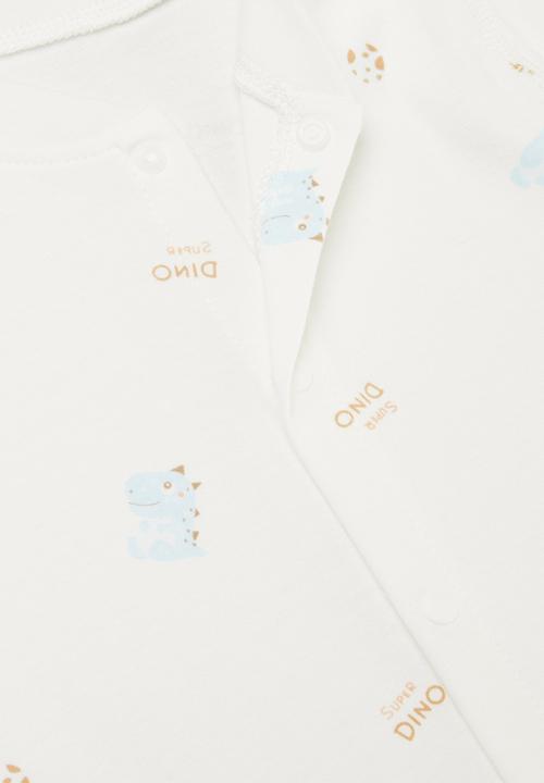 Pop Candy - Printed button up romper - blue & white