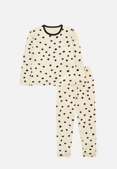 Pop Candy - Polka dot pj set - ecru & black