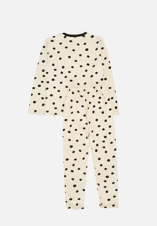 Pop Candy - Polka dot pj set - ecru & black