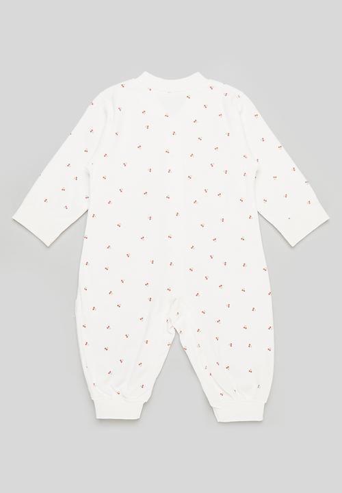 Pop Candy - Printed button up romper - pink & white