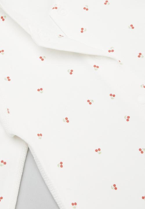 Pop Candy - Printed button up romper - pink & white
