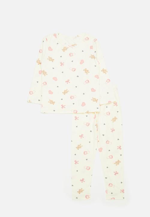 Pop Candy - Printed pj set - ecru & pink