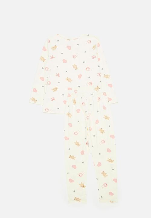 Pop Candy - Printed pj set - ecru & pink
