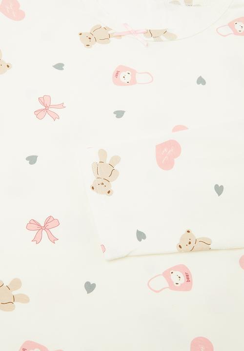 Pop Candy - Printed pj set - ecru & pink