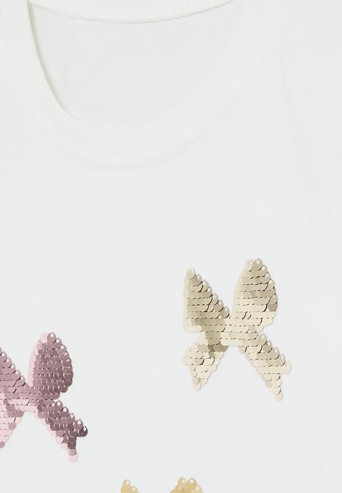 Pop Candy - Bow print tee - white
