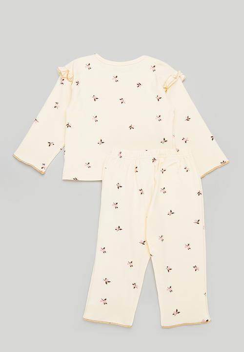 Pop Candy - Frilled top & pant set - ecru