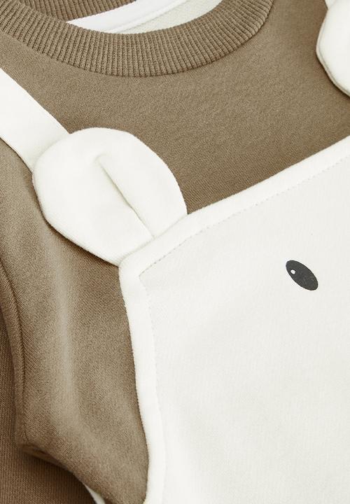 Pop Candy - Contrast romper - ecru & brown