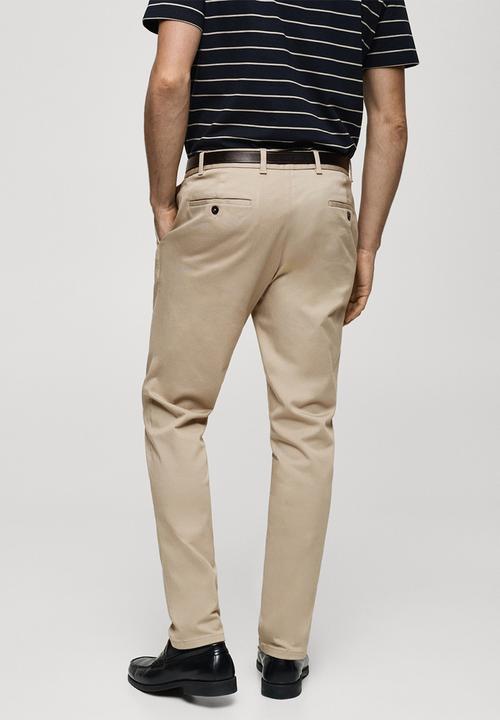 MANGO - Trousers barna - beige