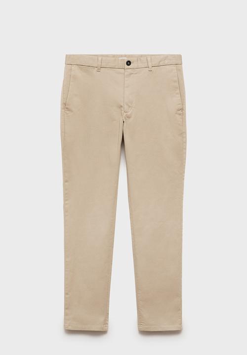 MANGO - Trousers barna - beige