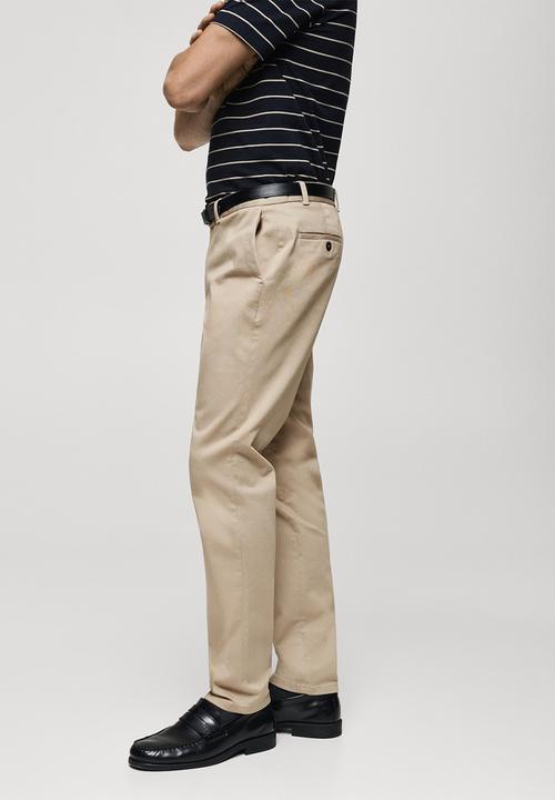 MANGO - Trousers barna - beige