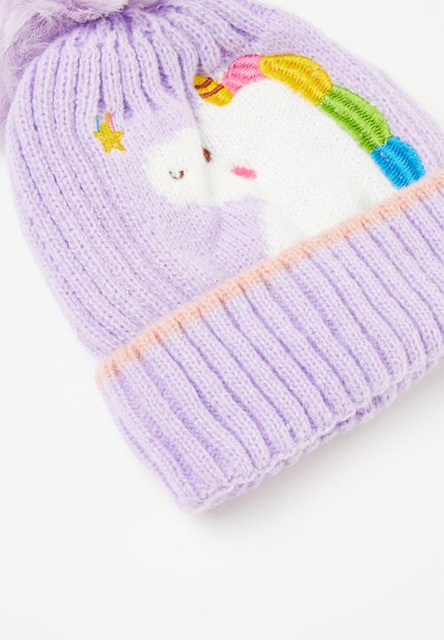 Pop Candy - Applique pom pom beanie - purple