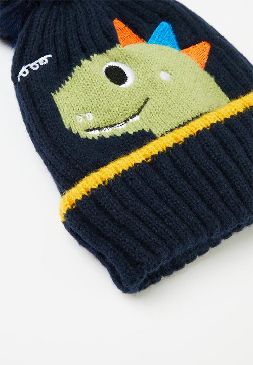 Pop Candy - Applique pom pom beanie - navy blue