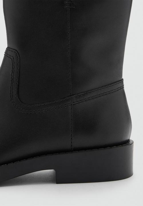 MANGO - Coro leather ankle boot - black