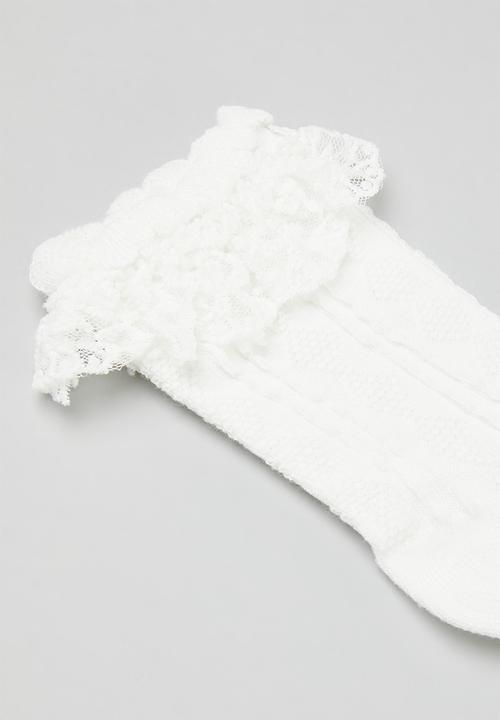 Pop Candy - Frilled socks - white