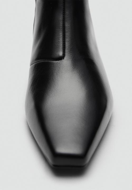 MANGO - Supra leather ankle boot - black