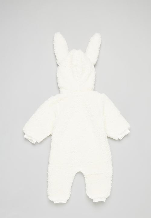 Pop Candy - Hooded zip thru romper - white