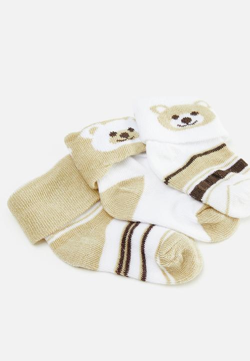Pop Candy - 3 Pack printed socks-brown & white