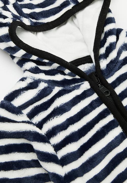 Pop Candy - Hooded zip thru jacket-blue & white