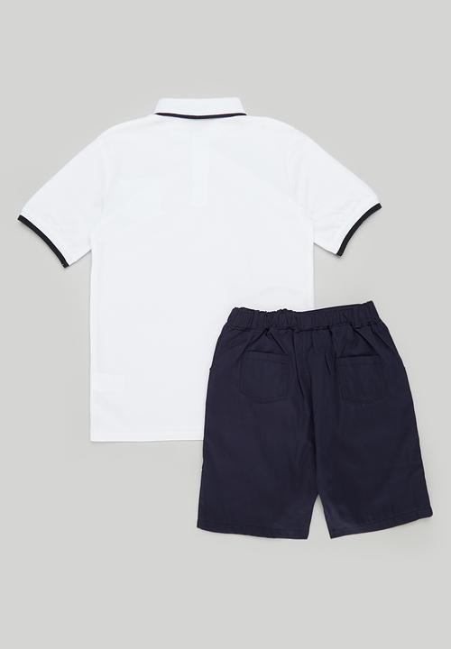 Pop Candy - Golt tee & shirt set-blue & white