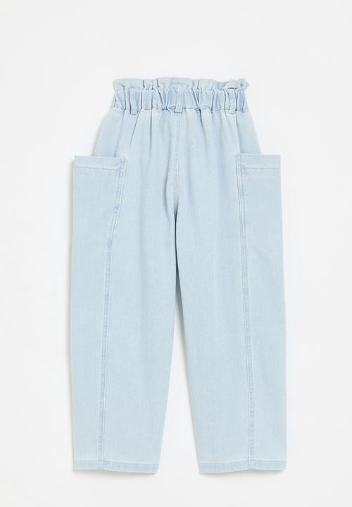 Pop Candy - Paperbag waist jeans-light blue