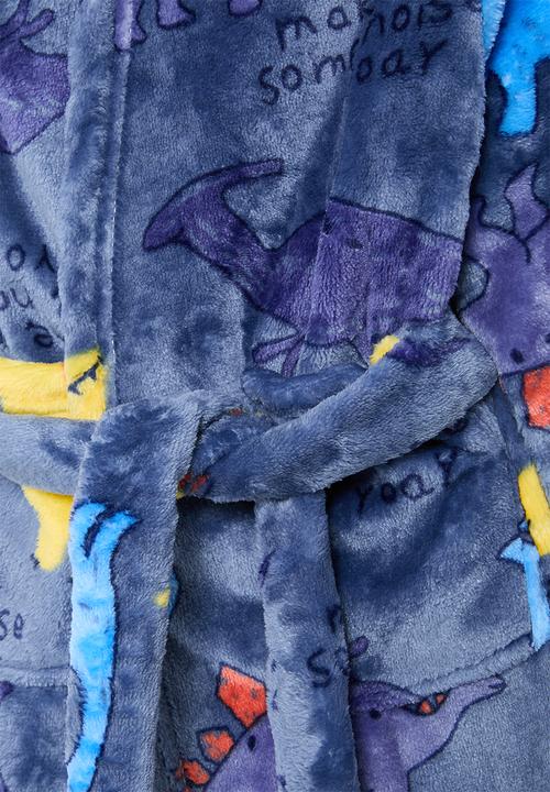 Pop Candy - Dino print hooded gown-blue