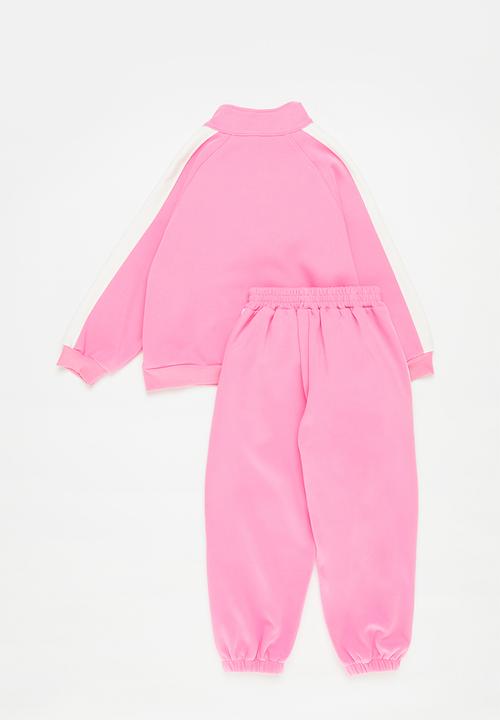 Pop Candy - Contrast tracksuit set-pink & white