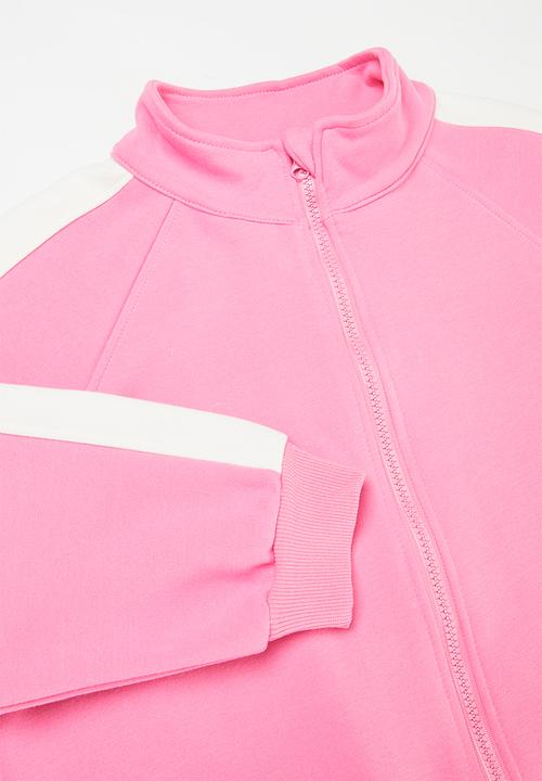 Pop Candy - Contrast tracksuit set-pink & white