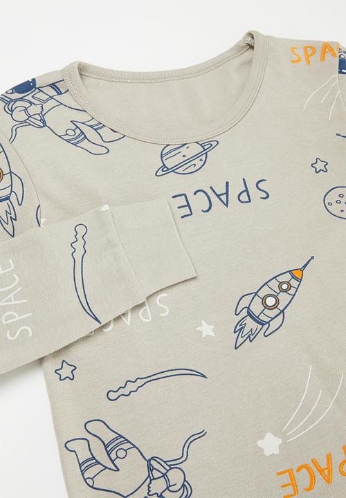 Pop Candy - Printed pj set-grey & navy blue