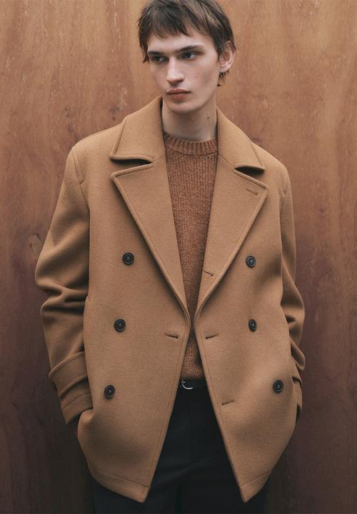 MANGO - Alberti Wool double-breasted coat  - Camel