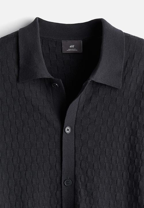 H&M - Regular fit textured-knit shirt - dark grey