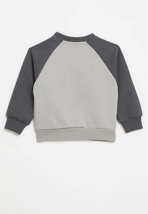 Pop Candy - Reglan sweat top-grey & charcoal