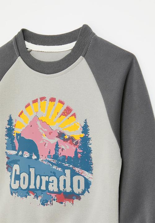 Pop Candy - Reglan sweat top-grey & charcoal