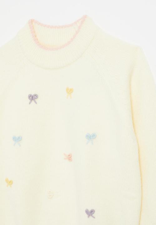 Pop Candy - Embroidered sweater - ecru