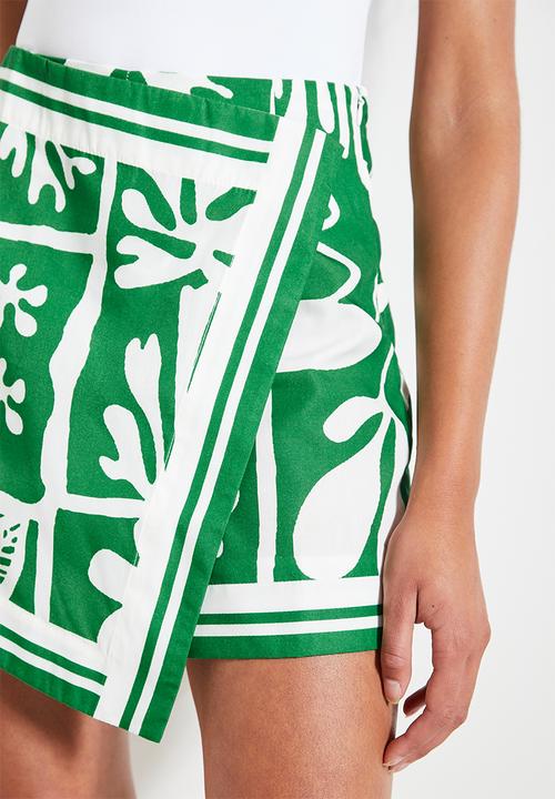 Superbalist - Border wrap mini skort - green potato