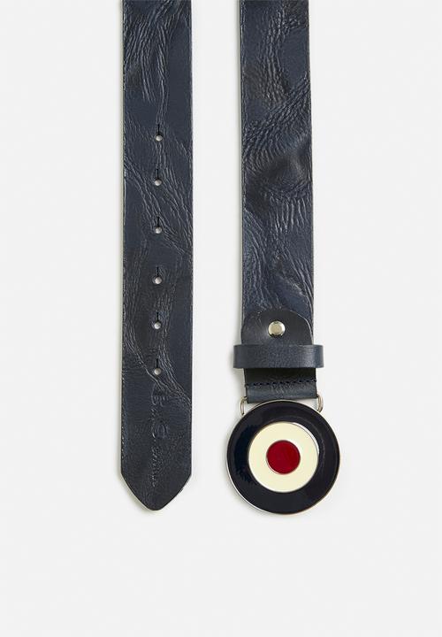Ben Sherman - Distressed Leather Target Buckle  - Navy