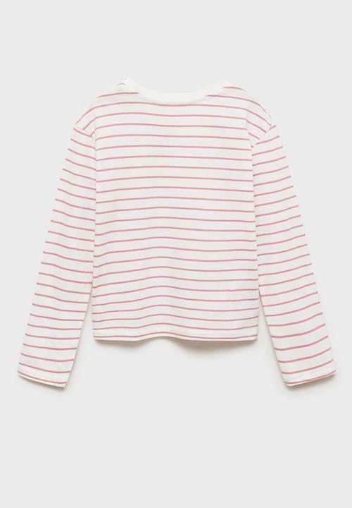 MANGO - T-shirt stripes - pink