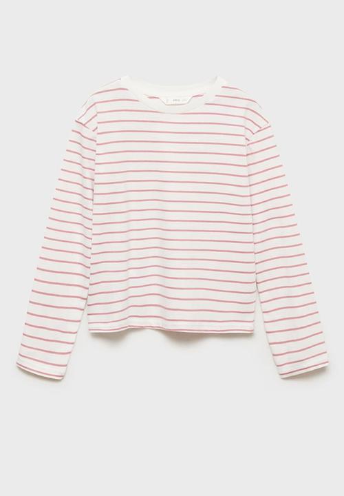 MANGO - T-shirt stripes - pink