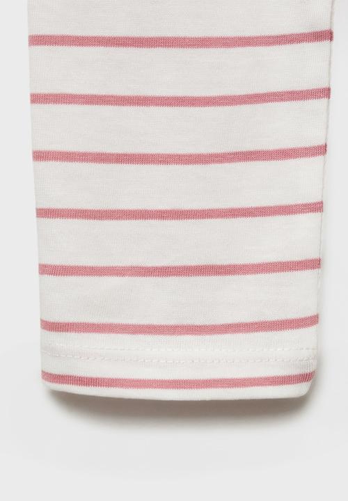 MANGO - T-shirt stripes - pink