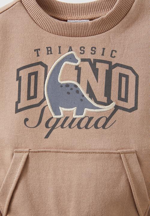 Cotton On - Alma drop shoulder sweater - oatmilk/dino squad