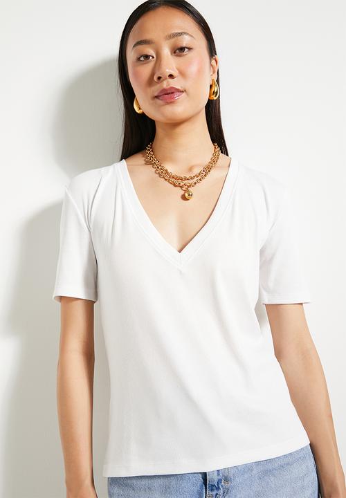 edit - V Neck Top - White