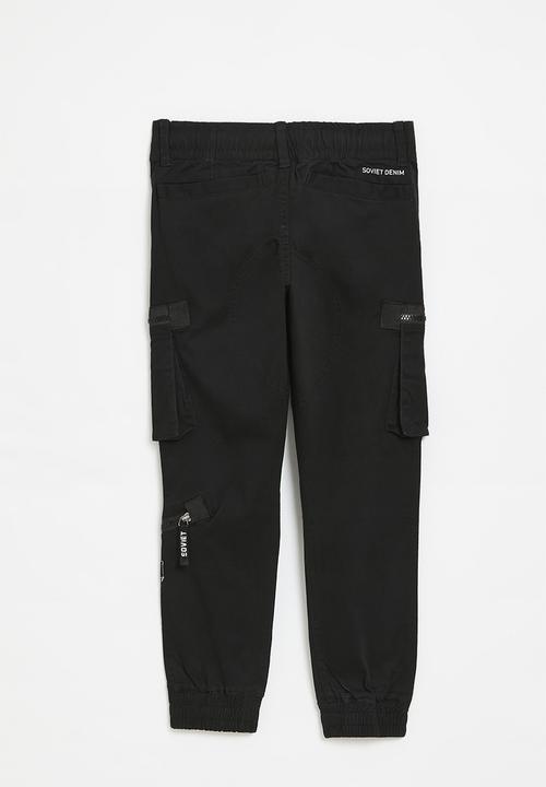 SOVIET - Boys fashion cargo jogger - black