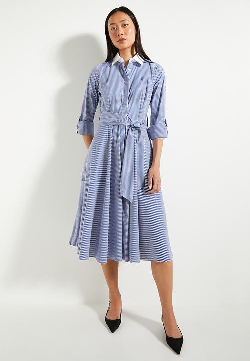 Pringle of Scotland - Pringle gen striped shirt dress - royal blue & white