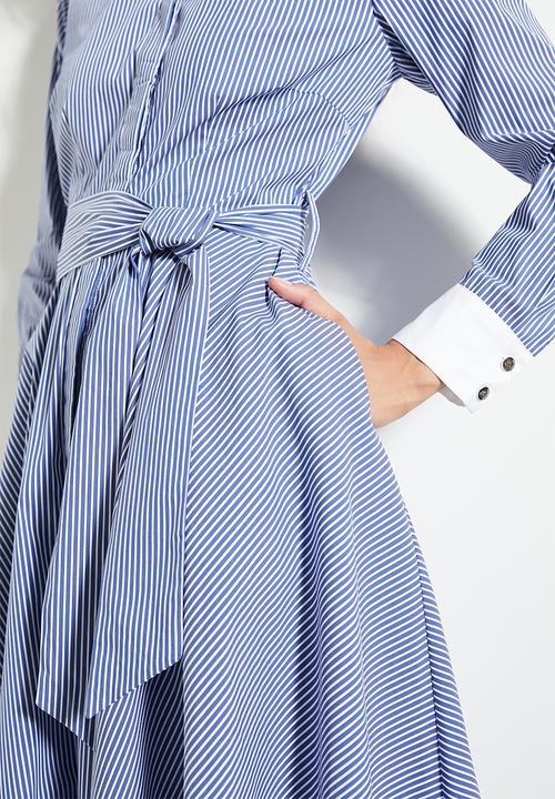 Pringle of Scotland - Pringle gen striped shirt dress - royal blue & white