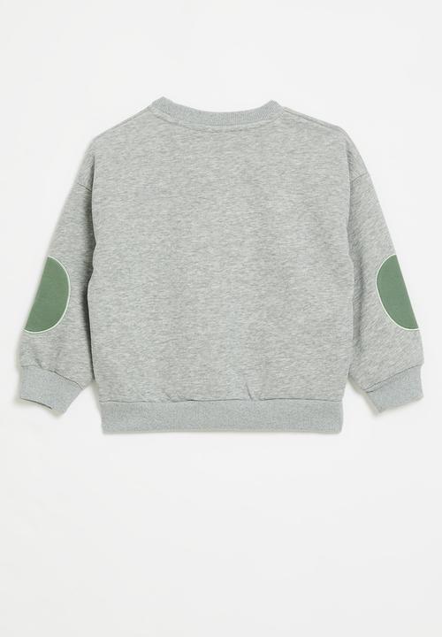 Pop Candy - Sweat top -grey & olive green