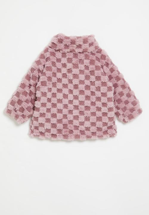 Pop Candy - Checker board fleece jacket-purple